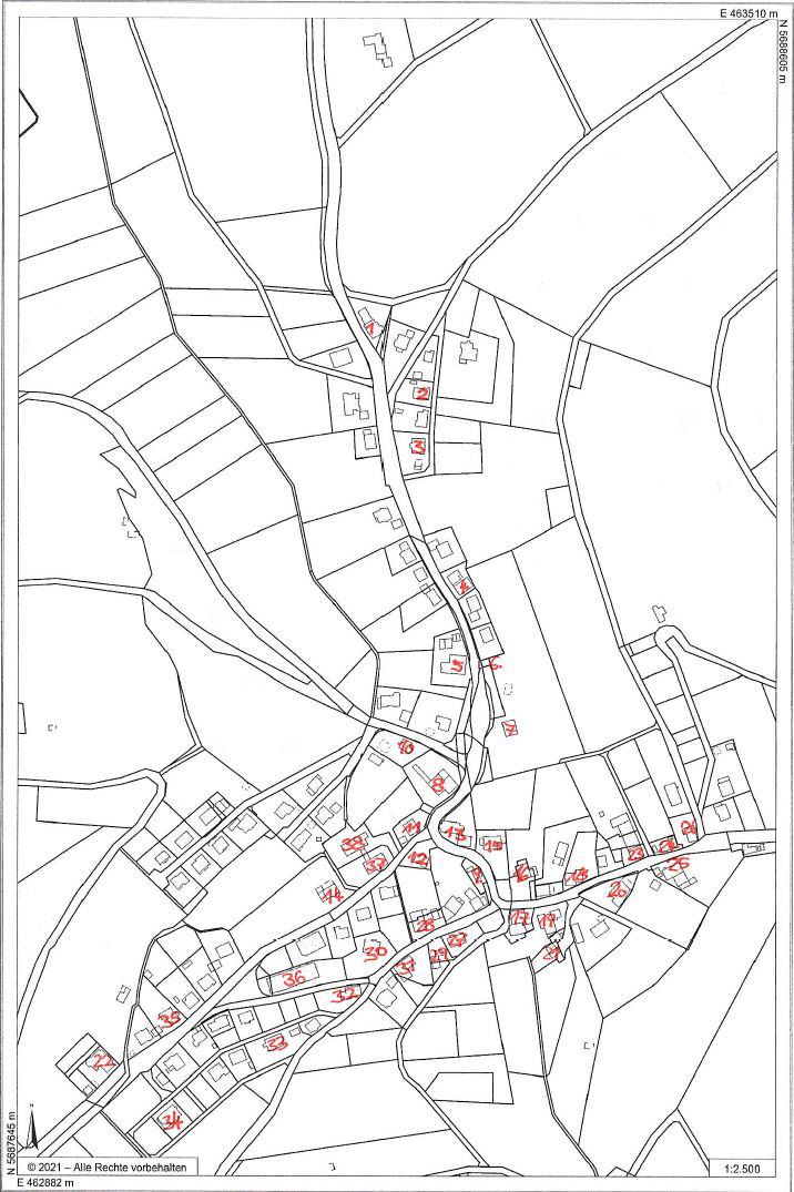 Lageplan alte Hausnamen