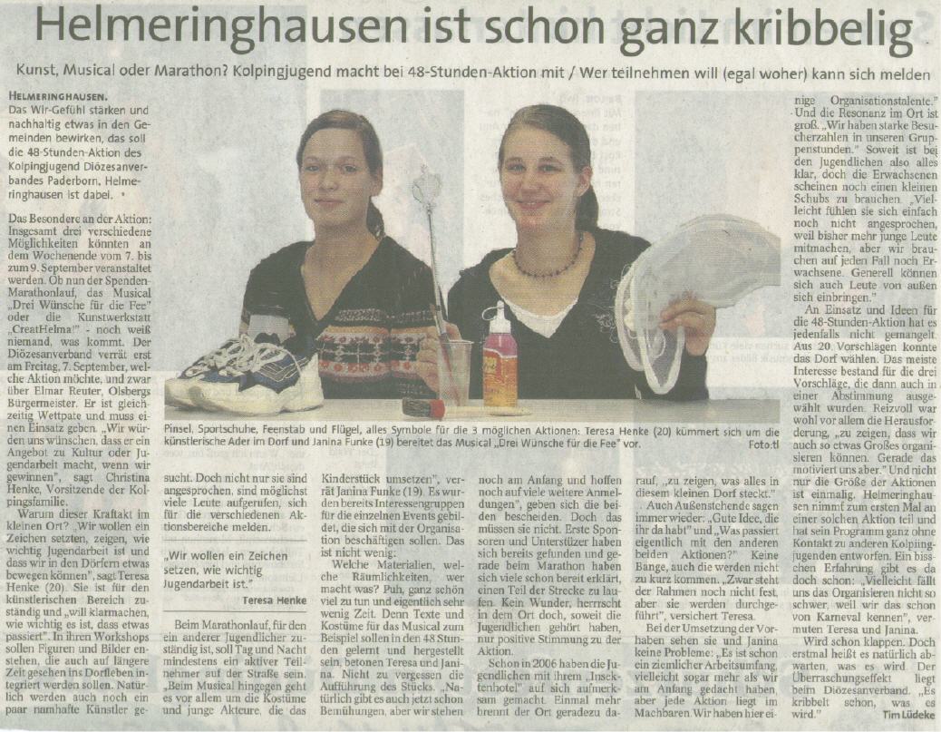 Westfalenpost vom 14. Juli 2007